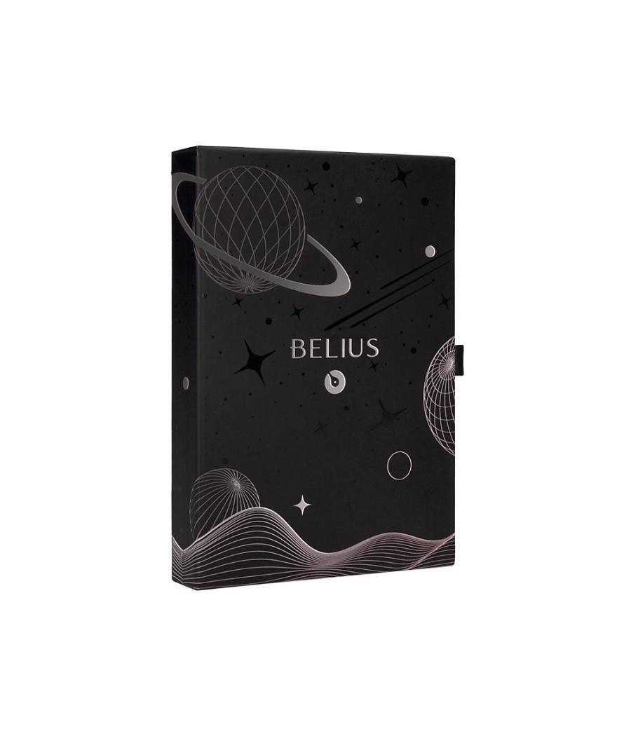 Pluma y funda de similpiel belius space b color minimalista negro tinta azul caja de diseño