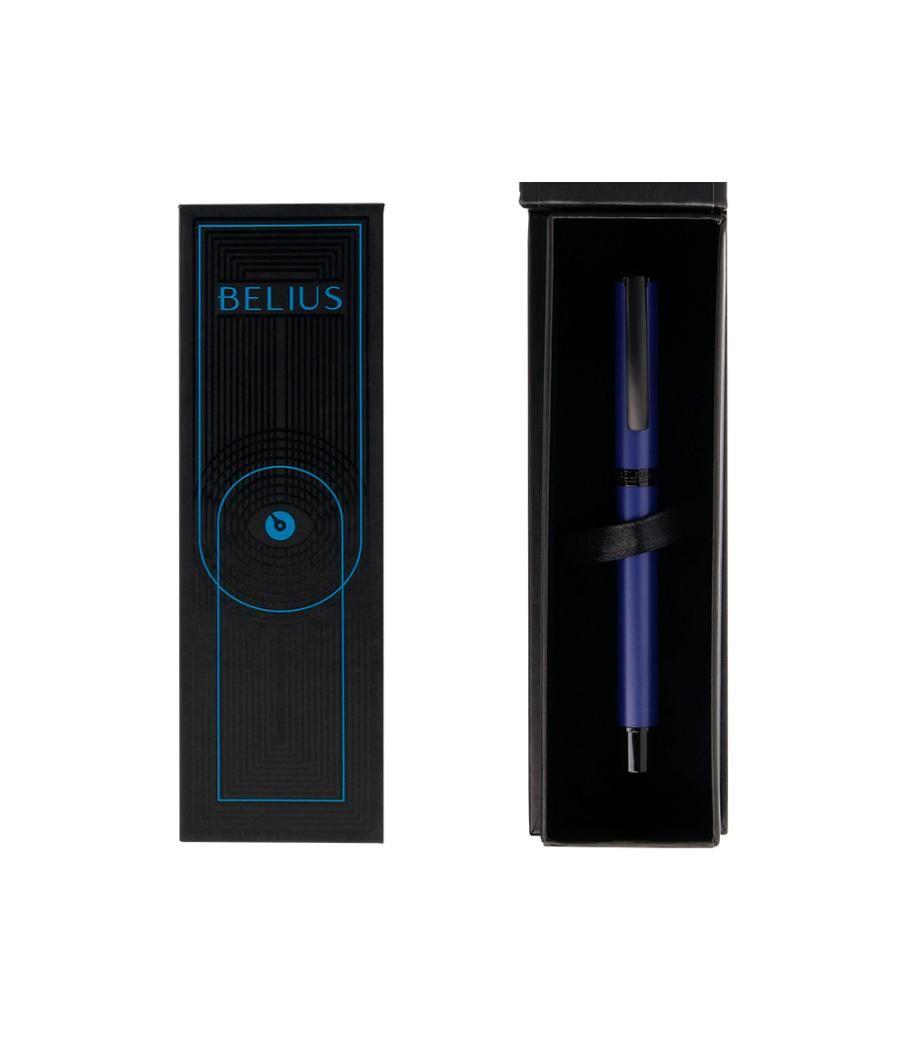 Bolígrafo belius turbo aluminio color azul y negro tinta azul caja de diseño