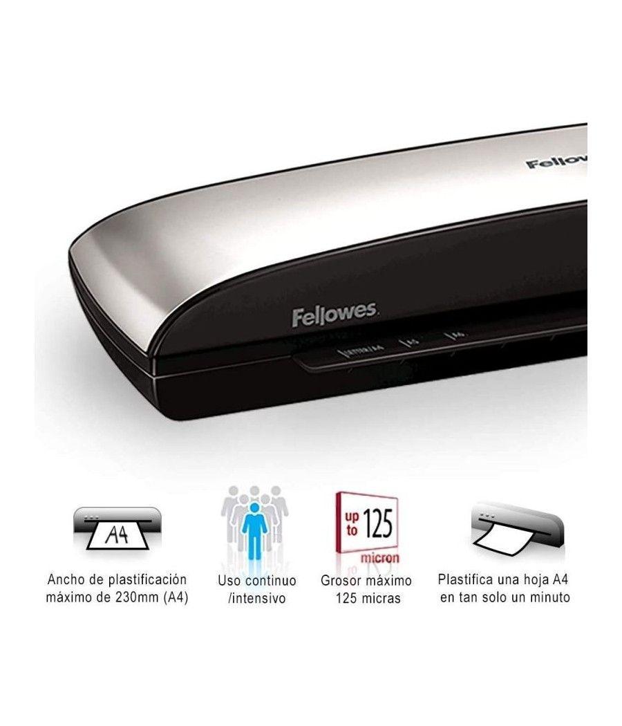 Plastificadora Fellowes Spectra A4/ hasta A4 y 125 Micras/ Negra y Gris - Imagen 2