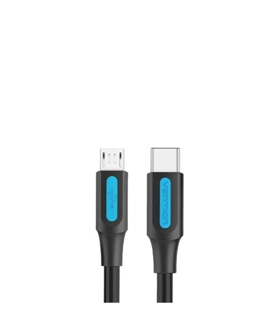 Cable usb 2.0 tipo-c vention covbf/ usb tipo-c macho - microusb macho/ 1m/ negro