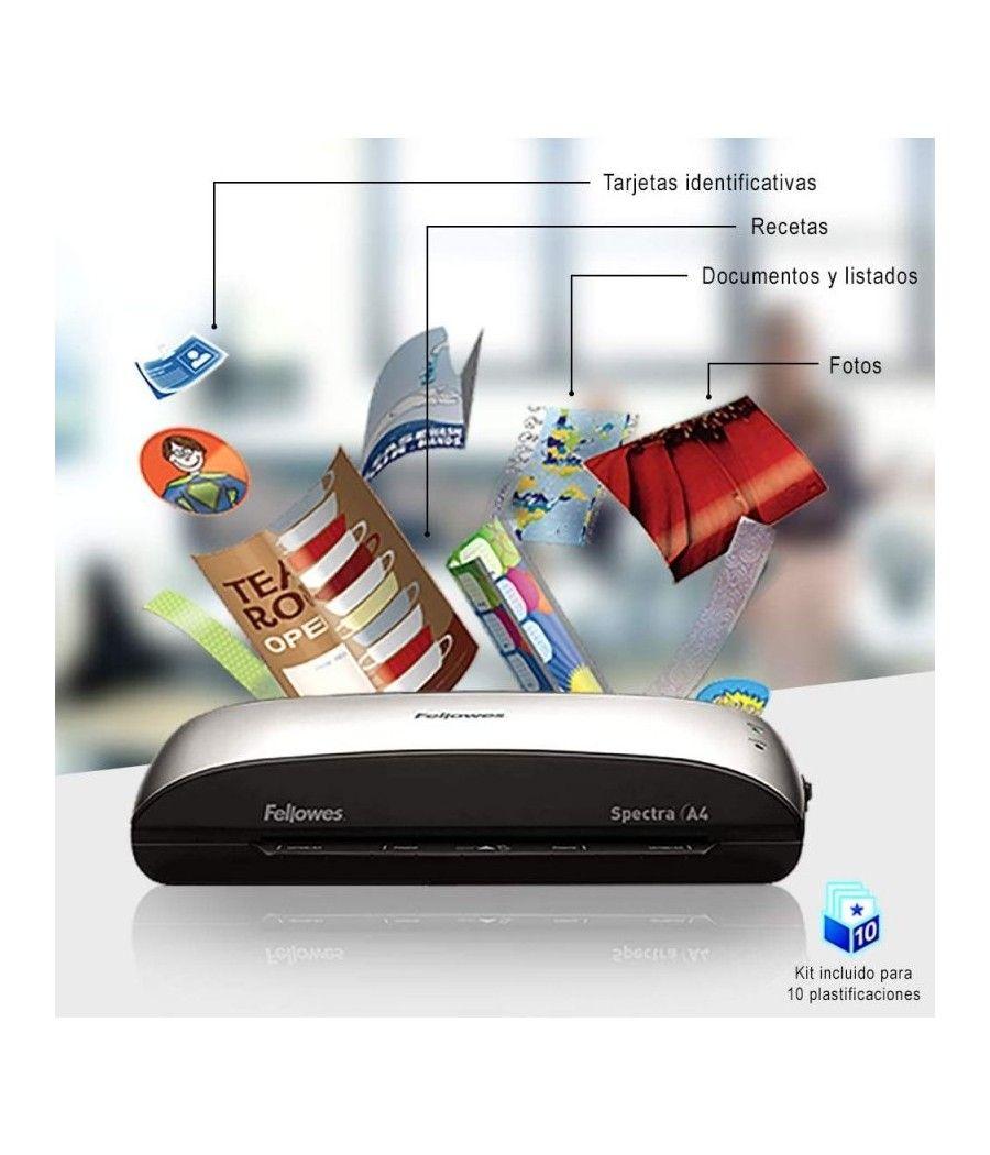 Plastificadora Fellowes Spectra A4/ hasta A4 y 125 Micras/ Negra y Gris - Imagen 4
