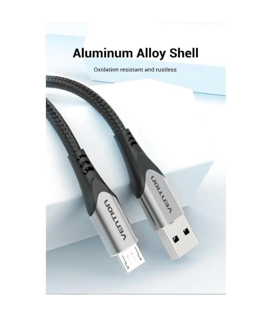 Cable usb 2.0 vention coahg/ usb macho - microusb macho/ 1.5m/ gris