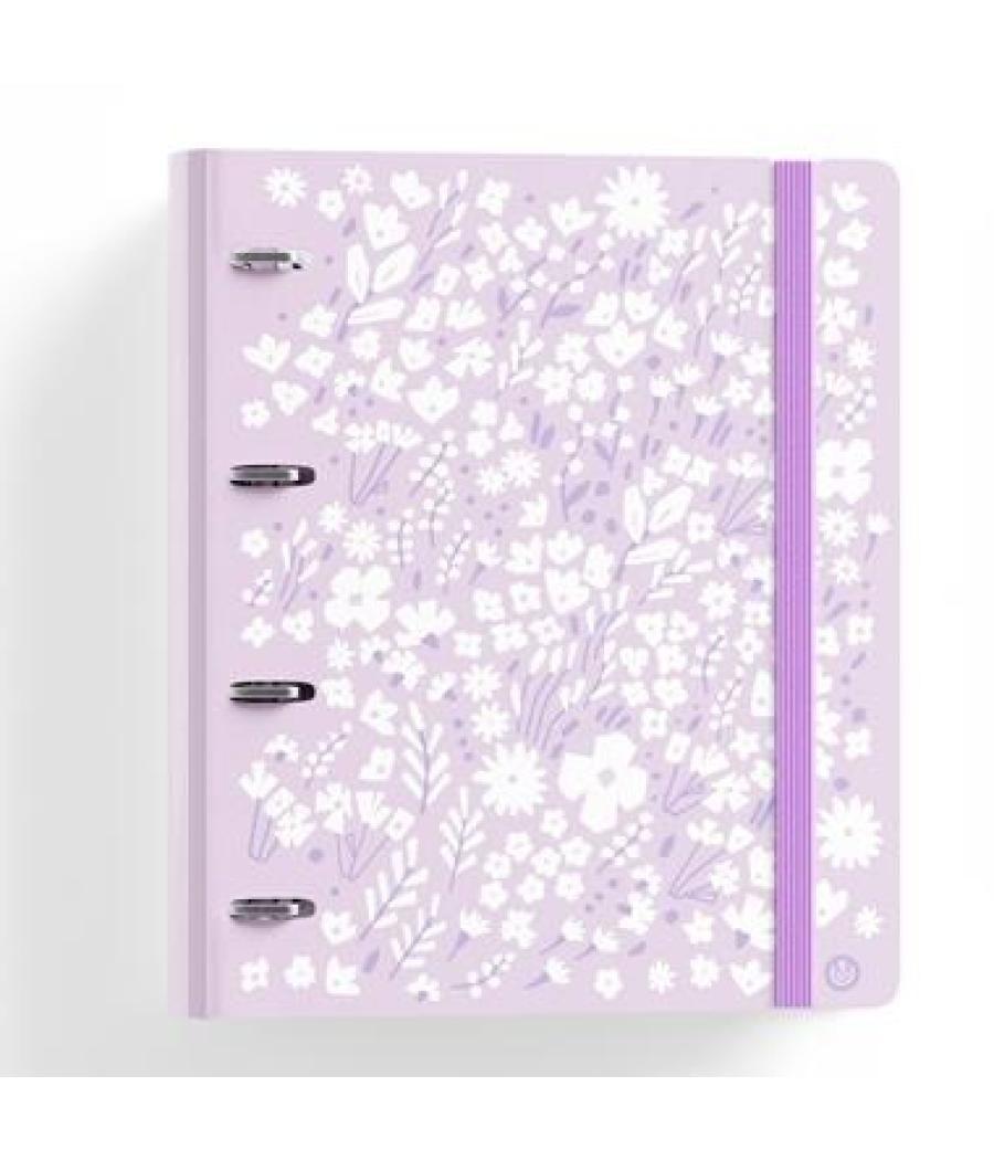 Carchivo carpeblock 360 pp print rígido a4 anillas mixtas 4x35mm c/goma c/recambio 100h c/4x4 malva