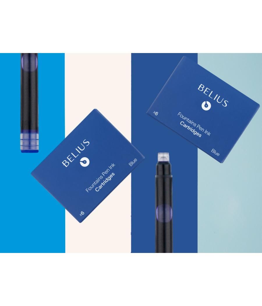 Tinta estilográfica belius azul caja 6 cartuchos