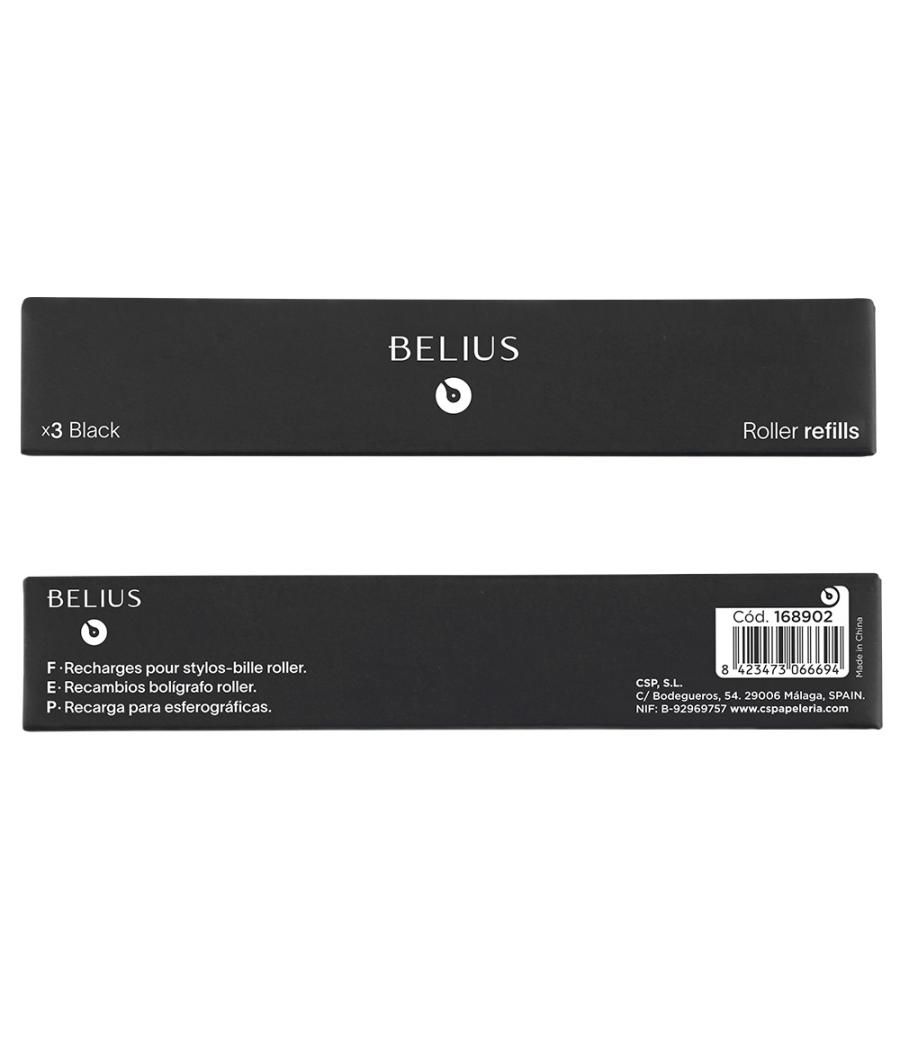Recambio roller belius negro 0,7 mm caja 3 unidades