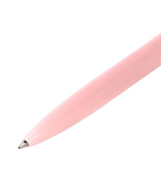 Bolígrafo belius rocket b aluminio color minimalista rosa tinta azul caja cilindrica