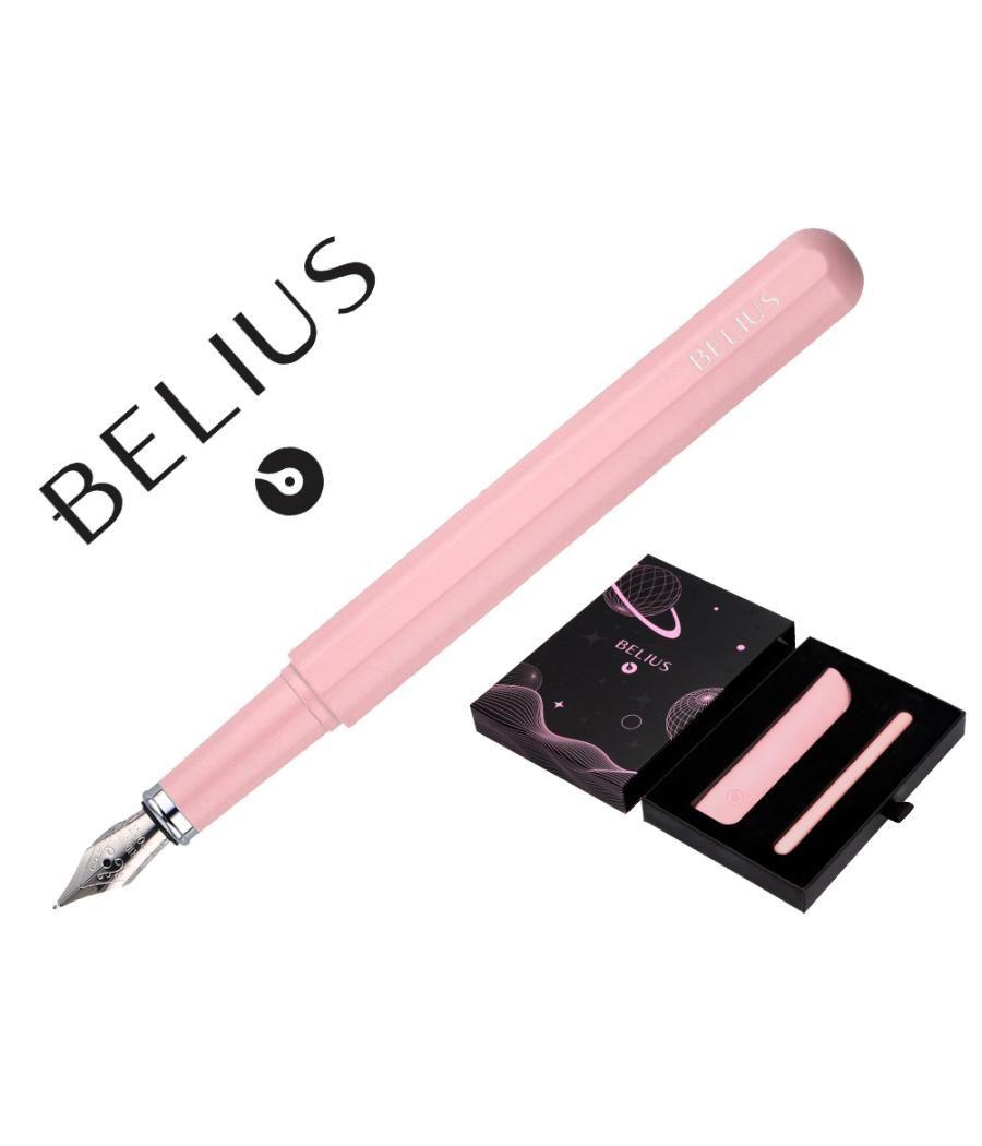 Pluma y funda de similpiel belius space b color minimalista rosa tinta azul caja de diseño