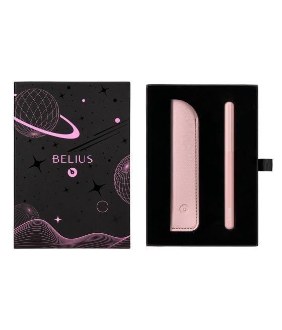 Pluma y funda de similpiel belius space b color minimalista rosa tinta azul caja de diseño