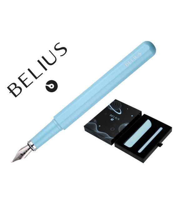 Pluma y funda de similpiel belius space b color minimalista azul tinta azul caja de diseño