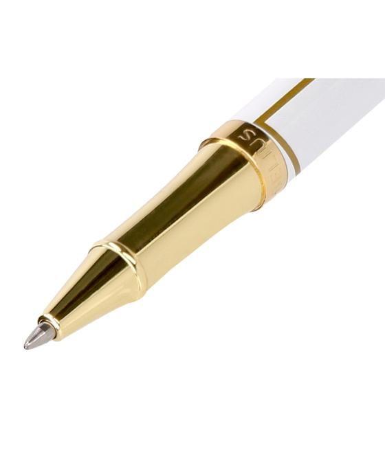 Bolígrafo belius carte blanche color y blanco dorado tinta azul caja de diseño