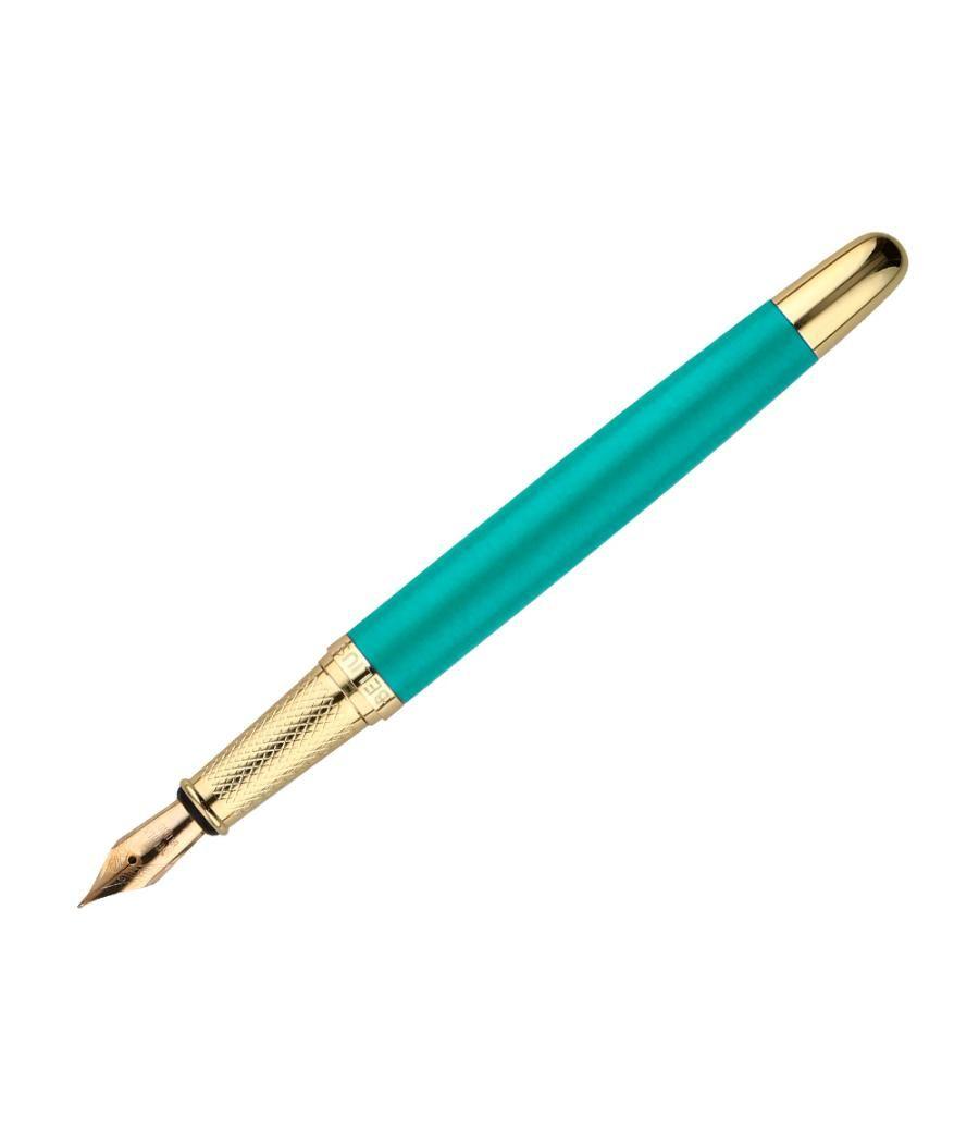 Pluma y estuche belius soiree color art deco turquesa dorado tinta azul caja de diseño