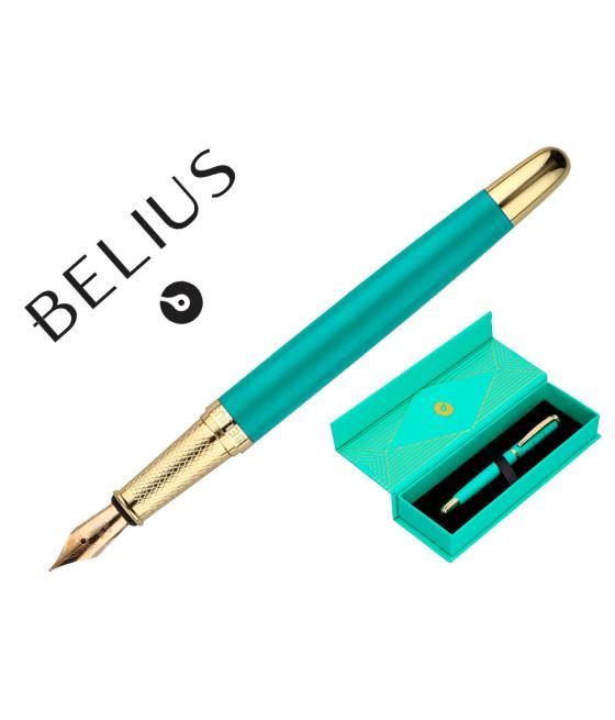 Pluma belius soiree aluminio color art deco turquesa y dorado tinta azul caja de diseño