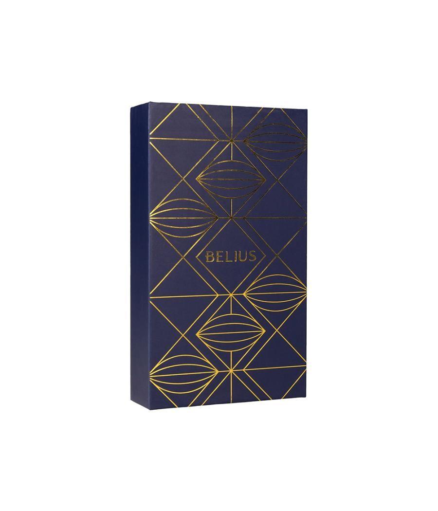 Pluma y estuche belius soiree color art deco azul marino y dorado tinta azul caja de diseño