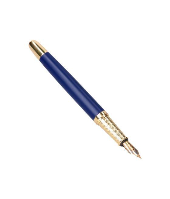 Pluma y estuche belius soiree color art deco azul marino y dorado tinta azul caja de diseño