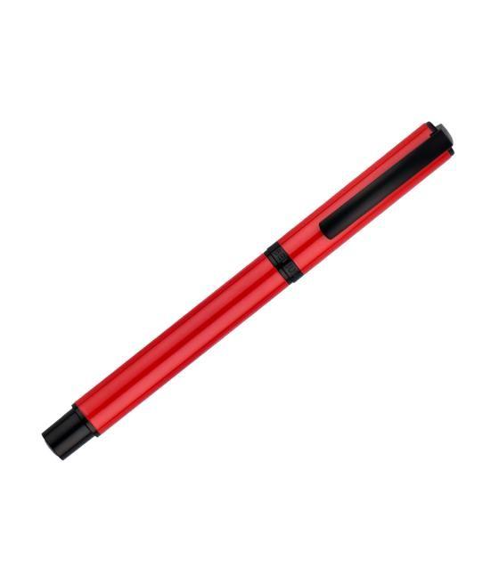 Bolígrafo belius turbo aluminio color rojo y negro tinta azul caja de diseño