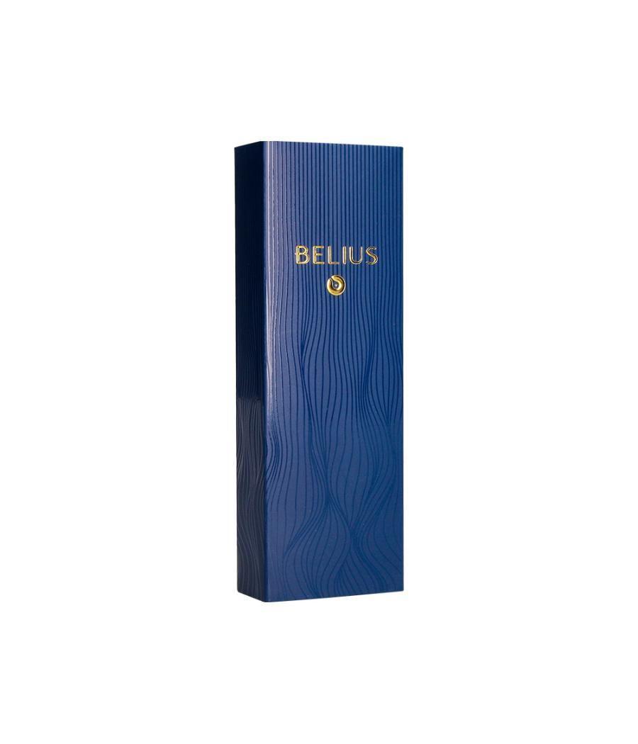 Bolígrafo belius neptuno aluminio textura wavy color azul marino tinta azul caja de diseño