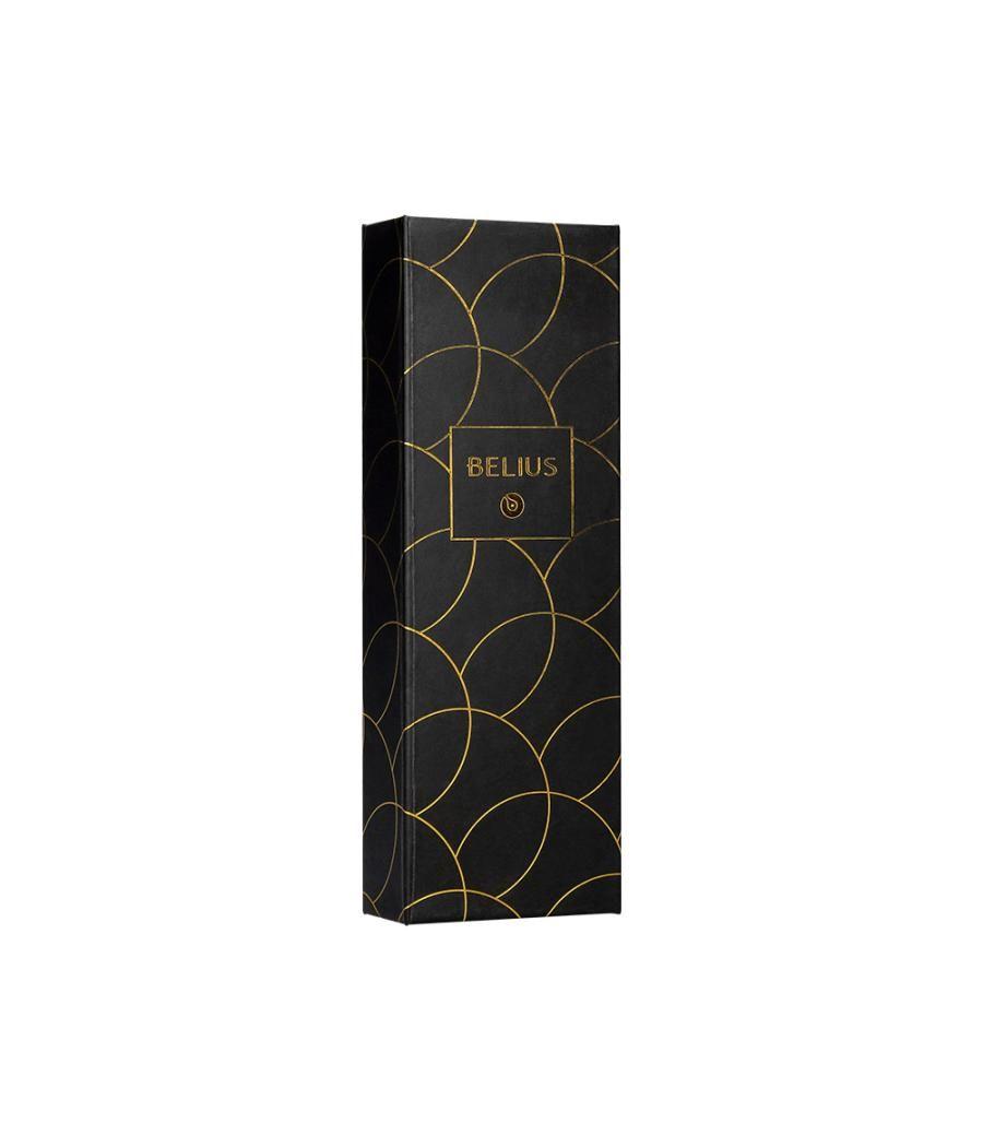 Bolígrafo belius passion dor aluminio textura cepillada color negro y dorado tinta azul caja de diseño