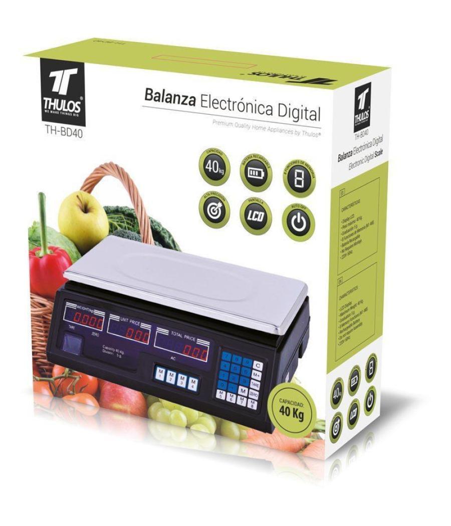 Bascula de cocina digital thulos th - bd40 carga maxima 40kg