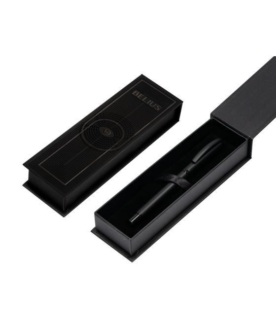 Bolígrafo belius turbo aluminio color negro tinta azul caja de diseño
