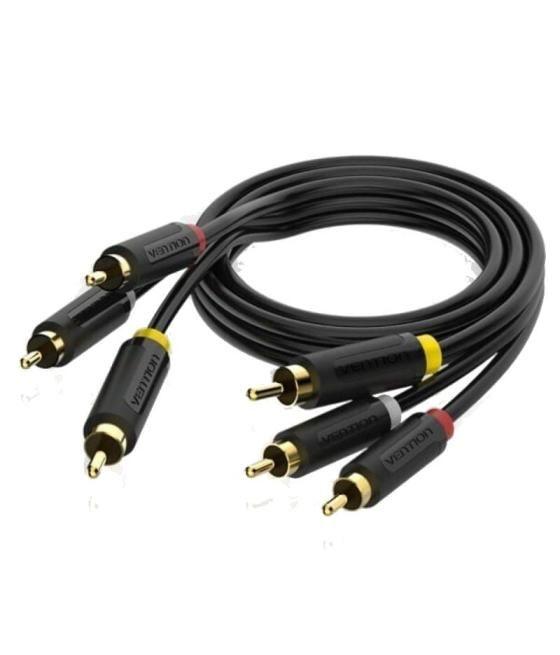 Cable estéreo vention bcabh/ 3x rca macho - 3x rca macho/ 2m/ negro