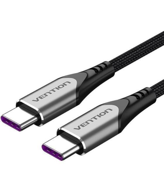 Cable usb 2.0 tipo-c 5a 100w vention taehf/ usb tipo-c macho - usb tipo-c macho/ 1m/ gris