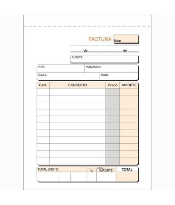 Talonario facturas octavo natural triplicado autocopia