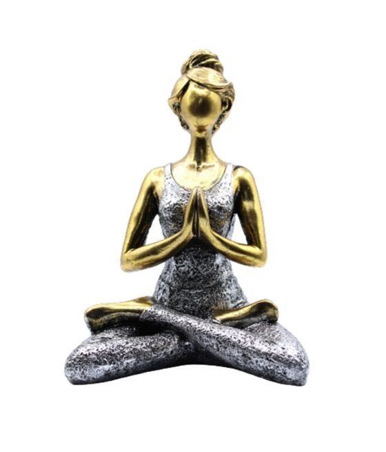 Yoga Lady Figure - Bronze & Silver 24cm