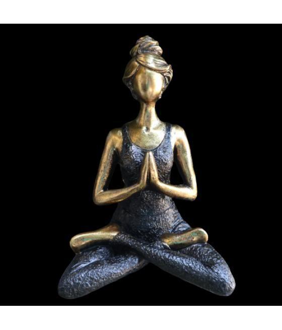 Yoga Lady Figure - Bronze & Black 24cm