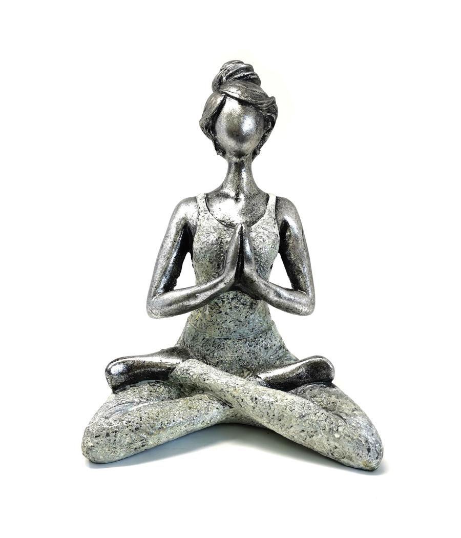 Yoga Lady Figure - Silver & White 24cm