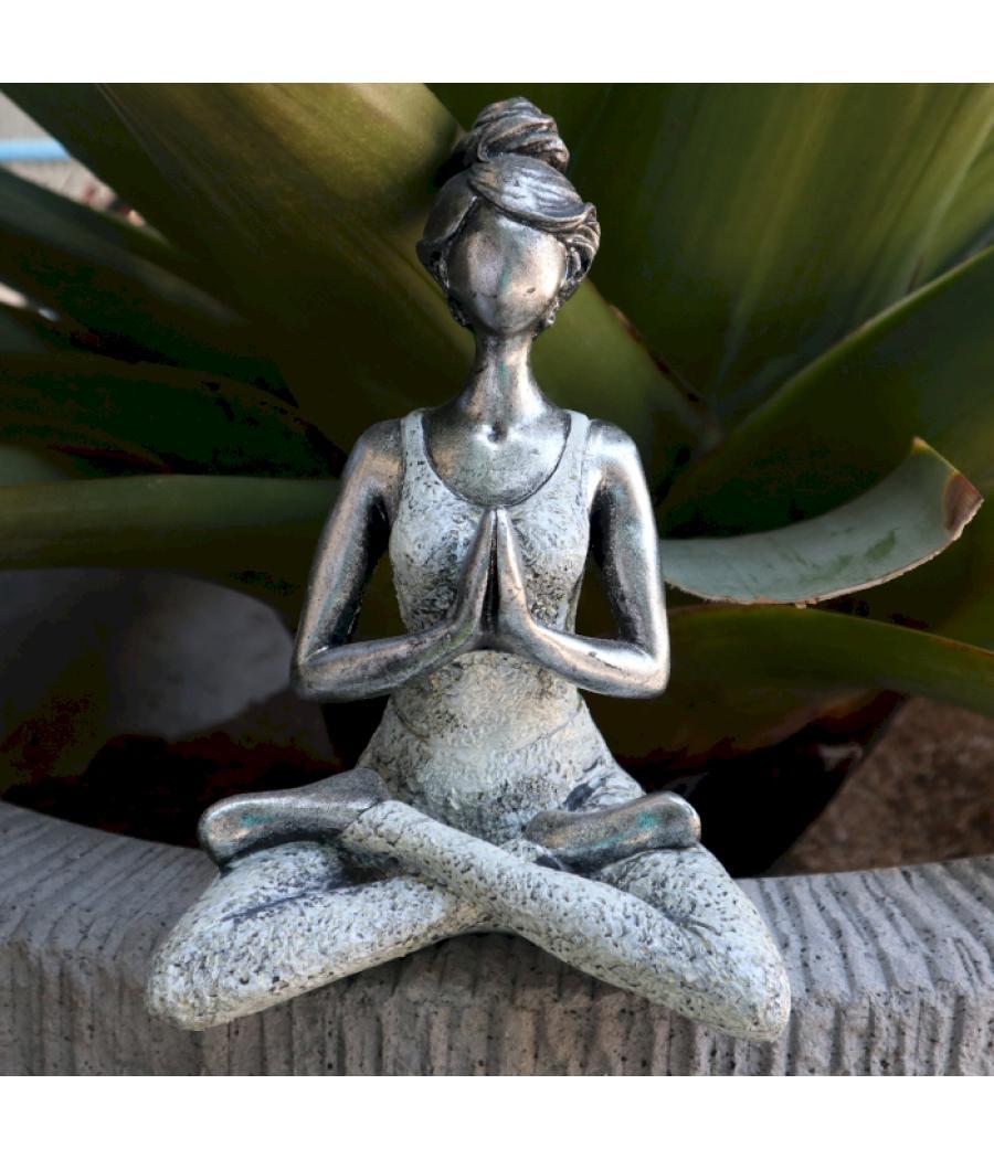 Yoga Lady Figure - Silver & White 24cm