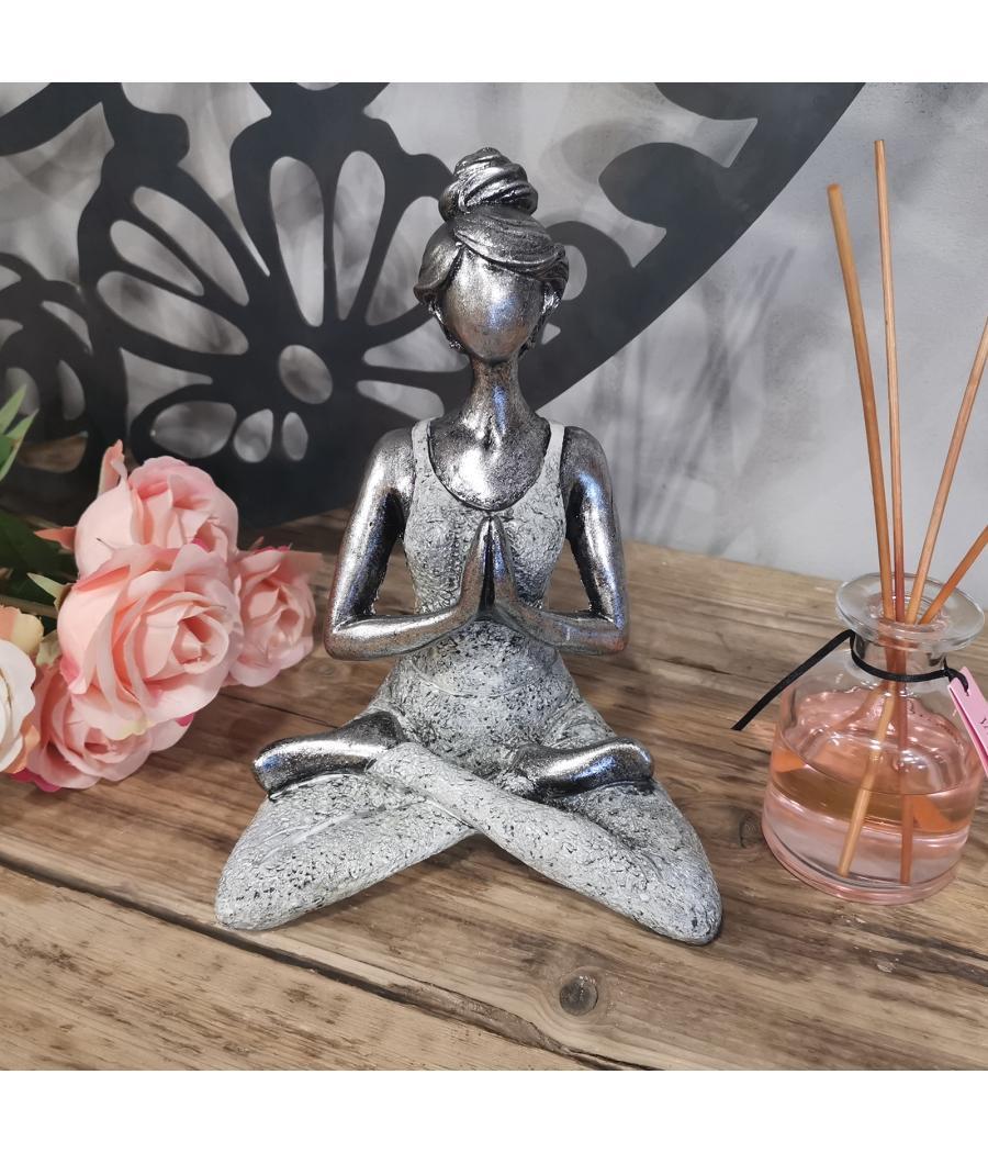 Yoga Lady Figure - Silver & White 24cm