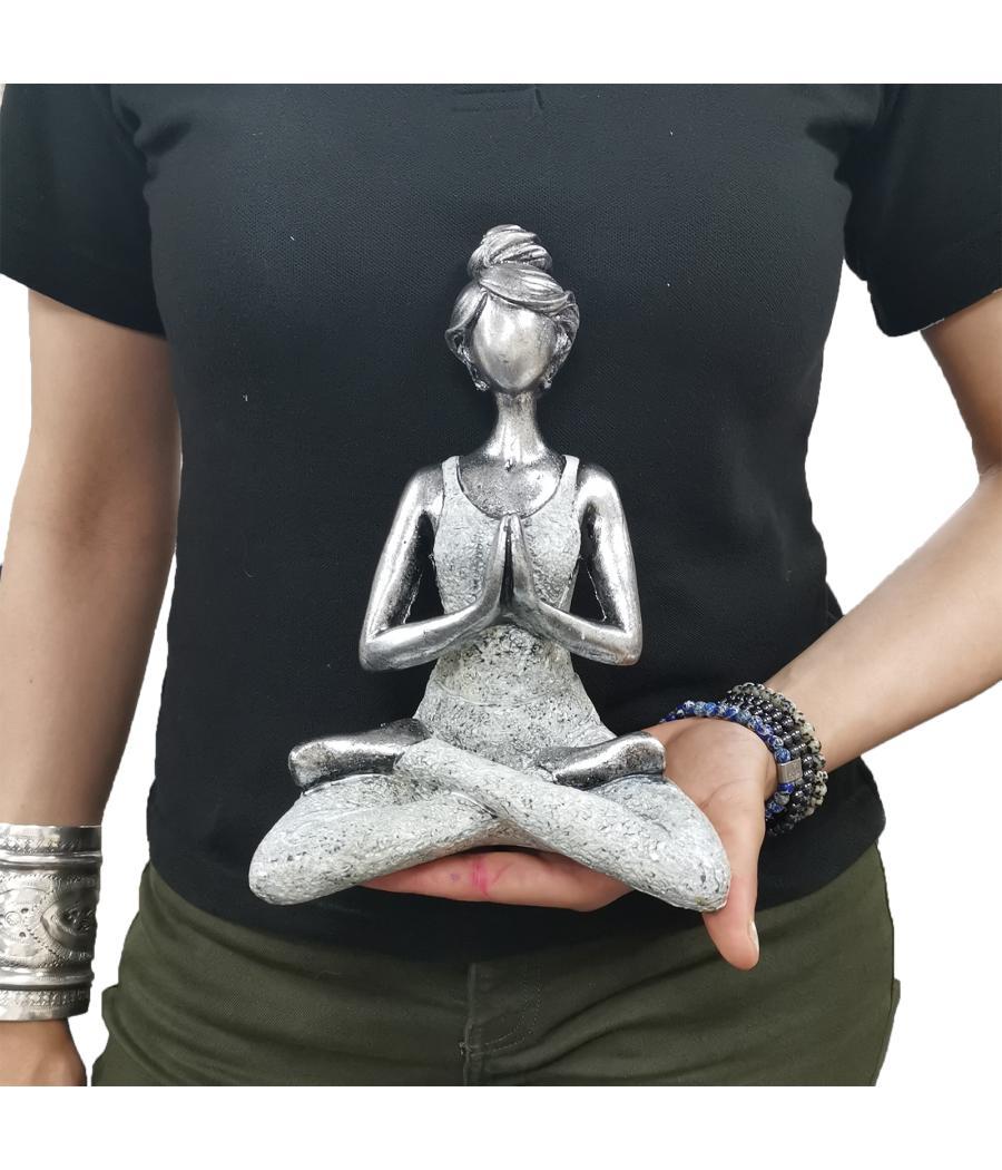 Yoga Lady Figure - Silver & White 24cm