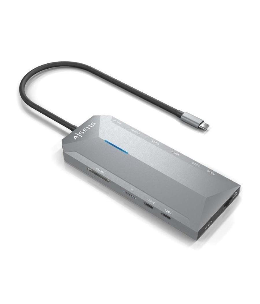 Docking usb tipo-c aisens asuc-12p005-gr/ 2xhdmi/ 3xusb/ 2xusb tipo-c/ 1xrj45/ 1xaudio/ 1xlector tarjetas/ 1x jack/ 1xusb tipo-c