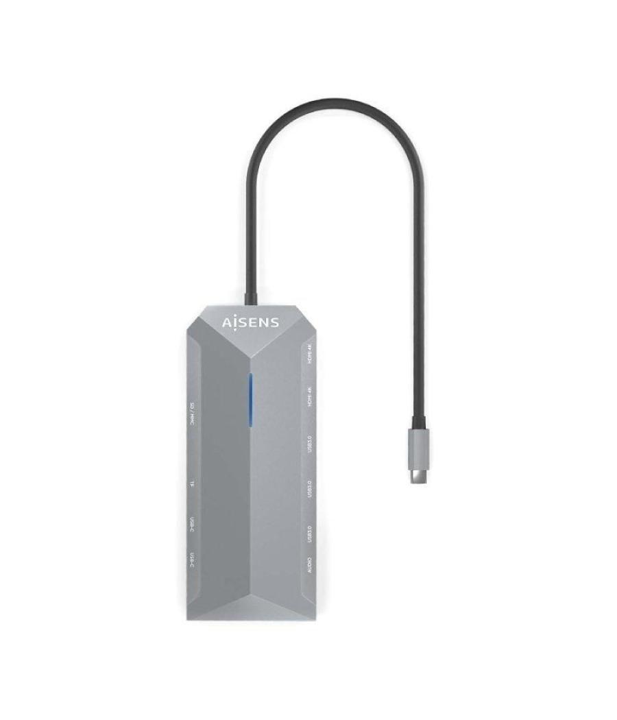 Docking usb tipo-c aisens asuc-12p005-gr/ 2xhdmi/ 3xusb/ 2xusb tipo-c/ 1xrj45/ 1xaudio/ 1xlector tarjetas/ 1x jack/ 1xusb tipo-c