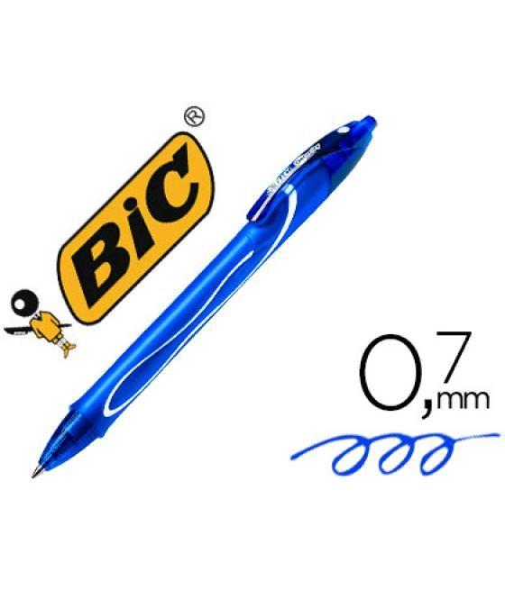 Bolígrafo bic gelocity quick dry retráctil tinta gel azul punta de 0,7 mm