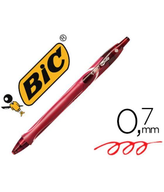 Bolígrafo bic gelocity quick dry retráctil tinta gel rojo punta de 0,7 mm