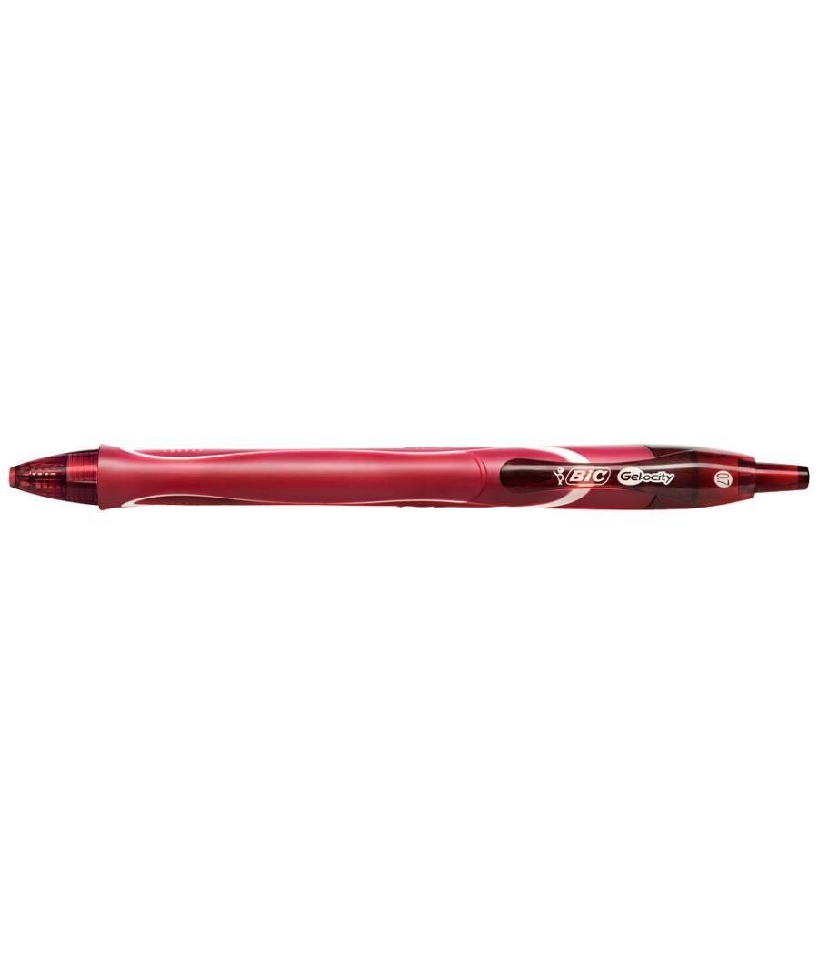 Bolígrafo bic gelocity quick dry retráctil tinta gel rojo punta de 0,7 mm