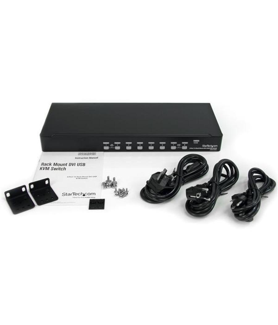 StarTech.com Conmutador Switch KVM 8 Puertos de Vídeo DVI USB 2.0 USB B - 1U Rack Estante