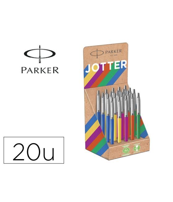 Bolígrafo parker jotter originals recycled años 90 expositor 20 unidades con 5 colores surtidos