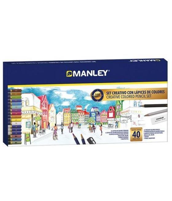 Manley set creativo lápices de colores 40 piezas surtido