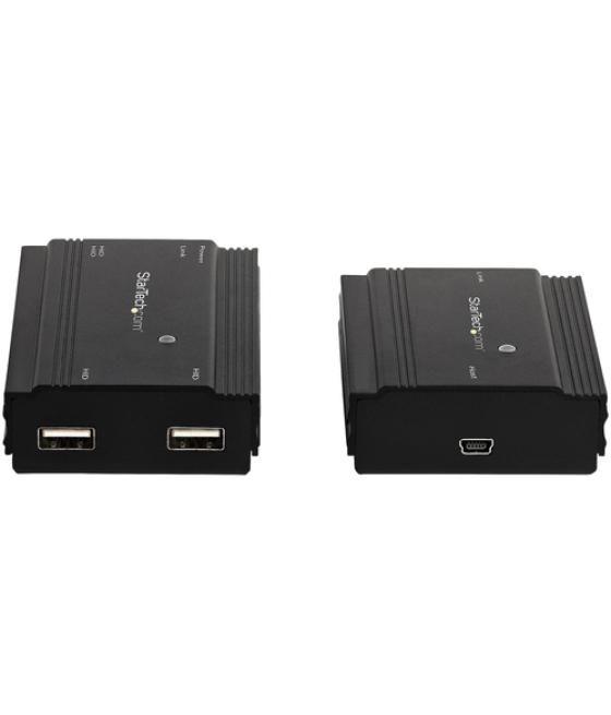 StarTech.com Hub Concentrador Extensor USB 2.0 de 4 Puertos por un Solo Cable Ethernet CAT5e/CAT6 RJ45 - 100m - Juego de Alargad