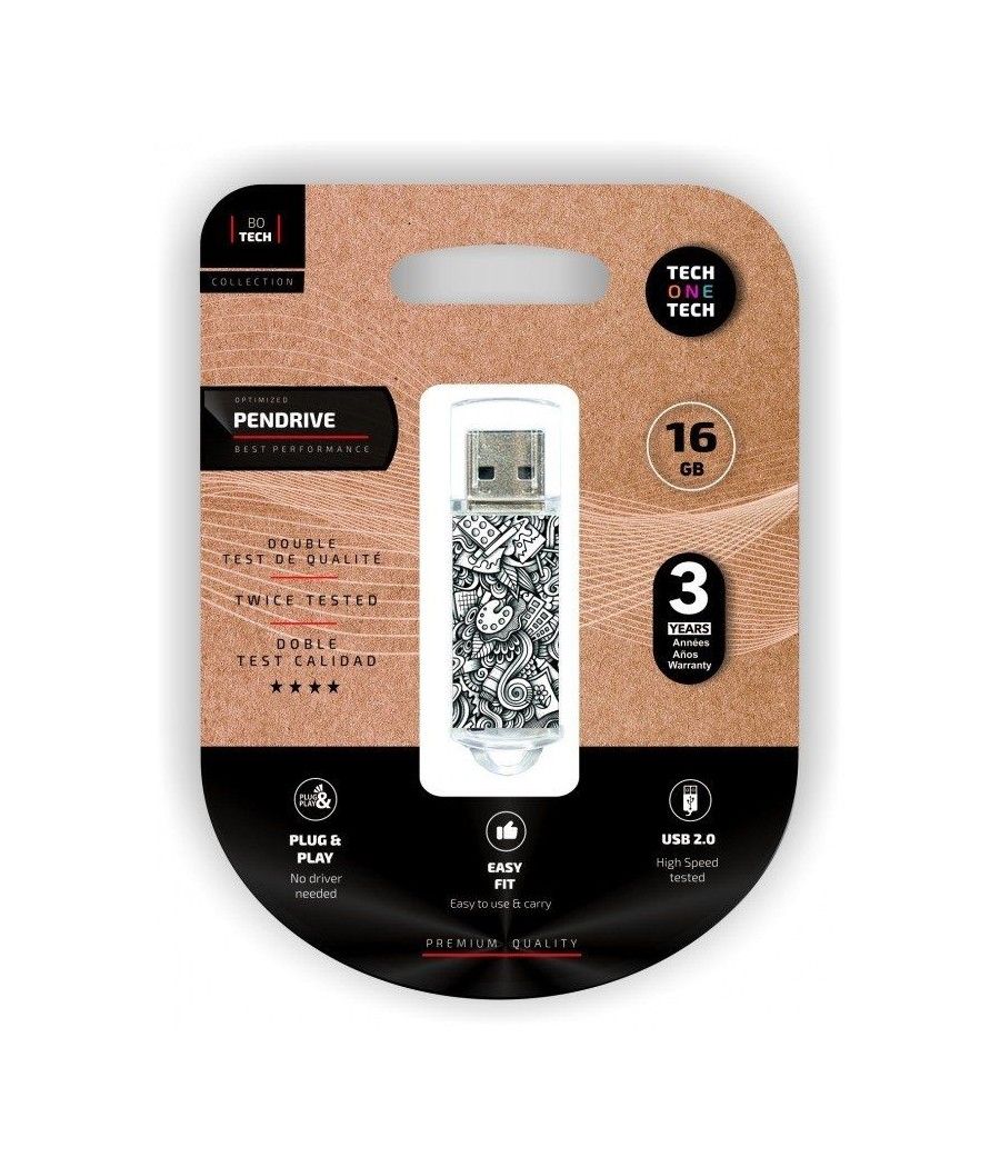 Pendrive 16GB Tech One Tech Art-Deco USB 2.0 - Imagen 1