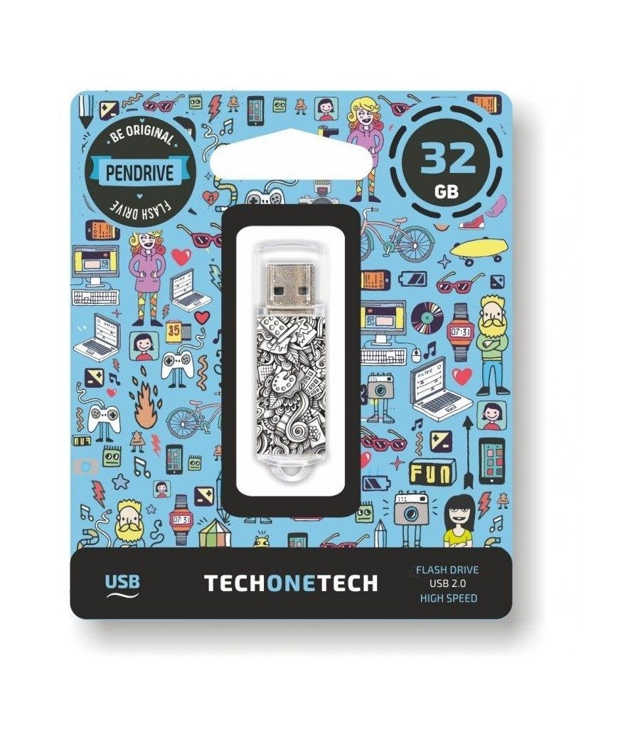 Pendrive 32GB Tech One Tech Art-Deco USB 2.0 - Imagen 1
