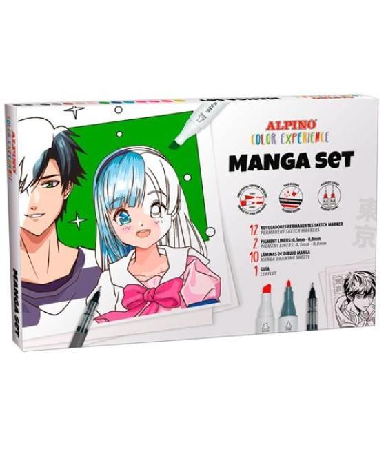 Alpino rotuladores manga set color experience estuche 14 ud   láminas   guía