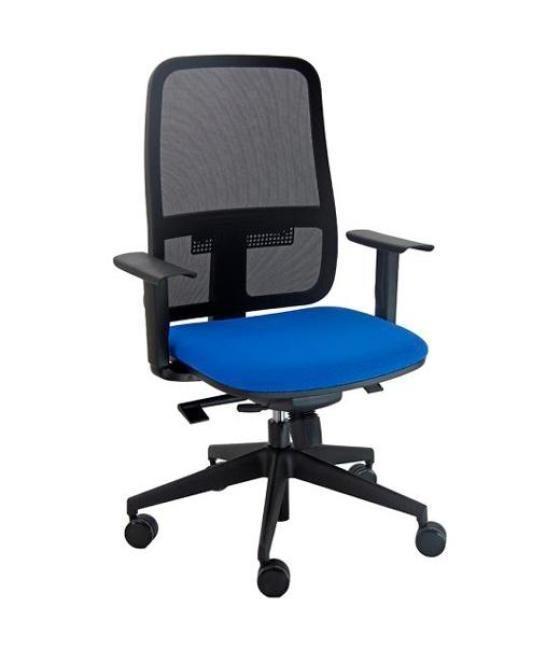 Unisit silla blaze giratoria sincro reposabrazos ajustables respaldo malla negro y asiento acolchado azul