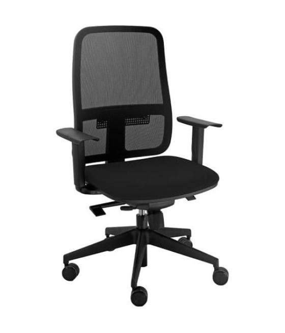 Unisit silla blaze giratoria sincro c/ruedas (brazos opcionales) respaldo malla negro y asiento acolchado negro