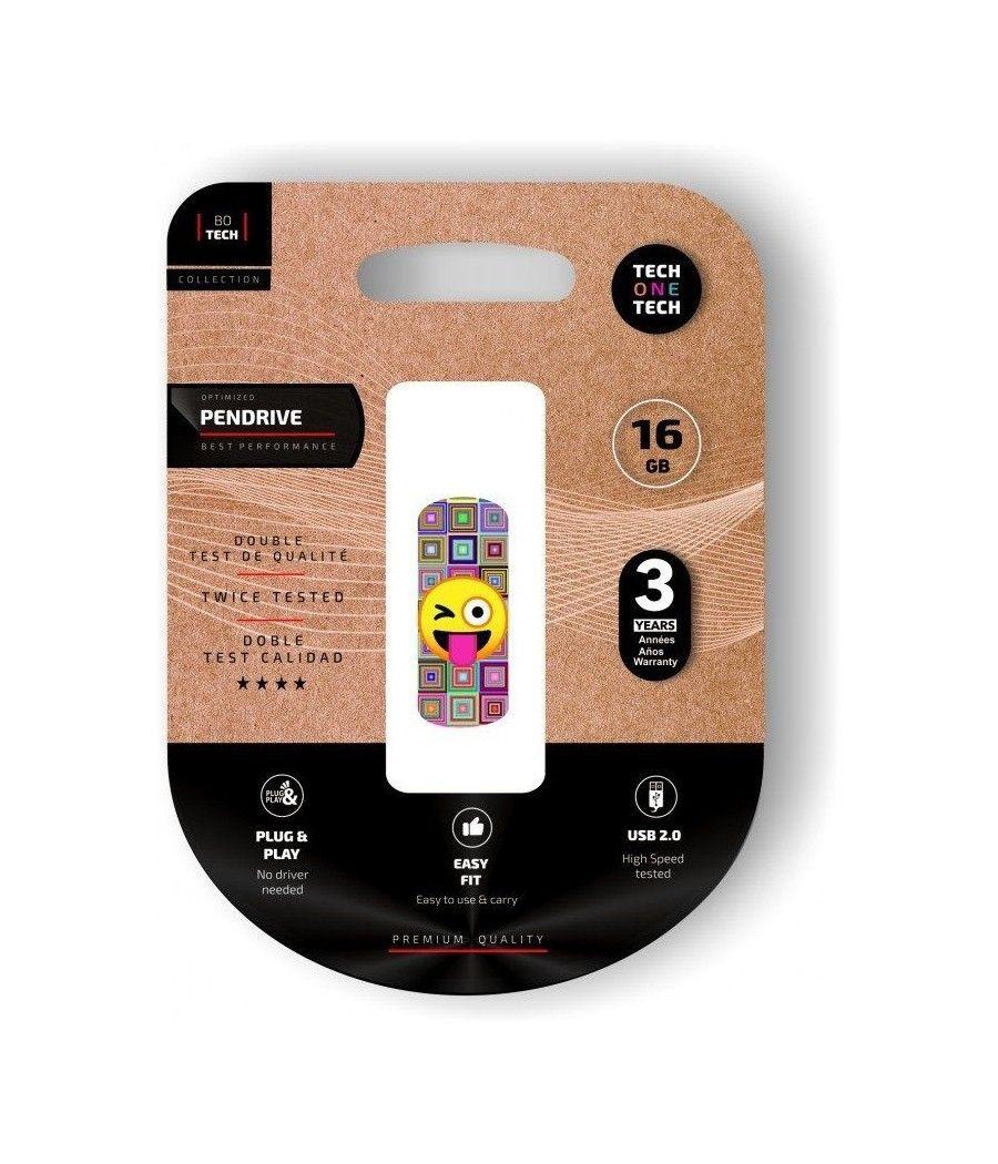 Pendrive 16GB Tech One Tech Emoji guiño USB 2.0 - Imagen 1