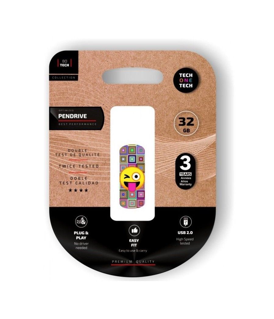 Pendrive 32GB Tech One Tech Emoji guiño USB 2.0 - Imagen 1