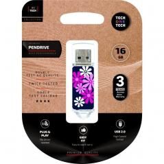 Pendrive 16GB Tech One Tech Flower Power USB 2.0 - Imagen 1