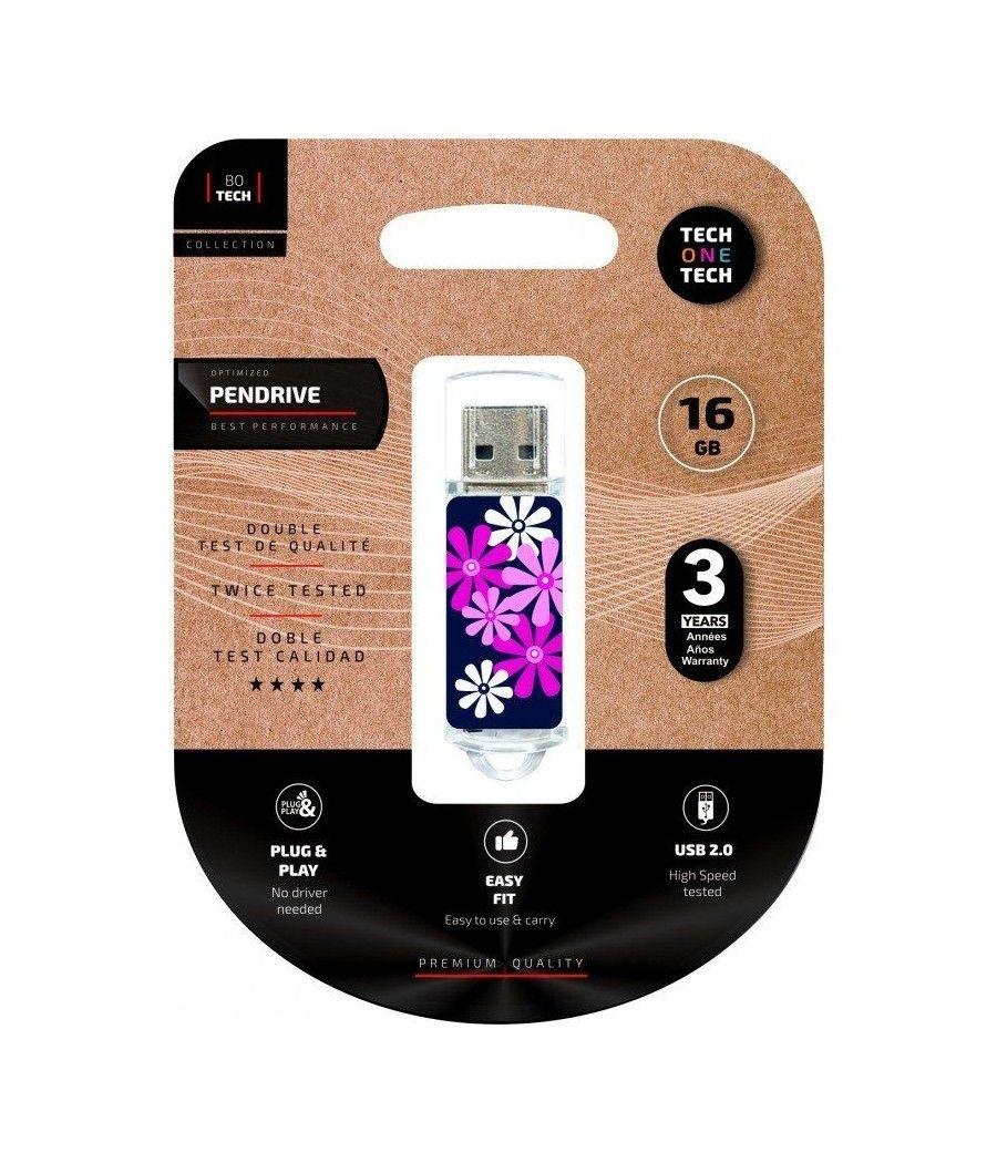 Pendrive 16GB Tech One Tech Flower Power USB 2.0 - Imagen 1